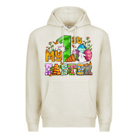 Oatmeal Heather Easter Day My first Easter with eggs and rabbits Premium Hoodie - OliviaCreatesArt