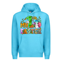 Ocean Blue Easter Day My first Easter with eggs and rabbits Premium Hoodie - OliviaCreatesArt