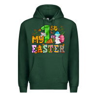 Sports Green Easter Day My first Easter with eggs and rabbits Premium Hoodie - OliviaCreatesArt