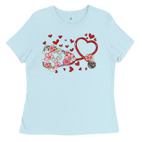 Baby Blue valentine's day stethoscope Ladies Tee - MaliasSmallBusiness