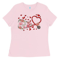 Bubblegum Pink valentine's day stethoscope Ladies Tee - MaliasSmallBusiness
