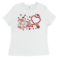 White valentine's day stethoscope Ladies Tee - MaliasSmallBusiness