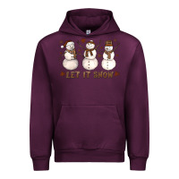Mauve Wine Let It Snow Snowmen Urban Hoodie - LillyAllenDesigns