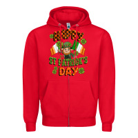Red happy st patricks day Zipper Hoodie - CowGirlArtShop