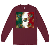 Burgundy Mexican Flag Long Sleeve Tee - RanaPortraitStore