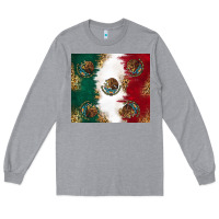 Heather Grey Mexican Flag Long Sleeve Tee - RanaPortraitStore