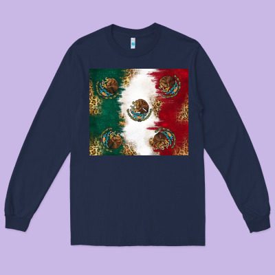 Mexican Flag Long Sleeve Tee Designed By Ranaportraitstore