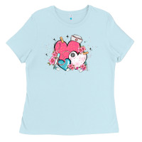Baby Blue nurse hearts Ladies Tee - MaliasSmallBusiness