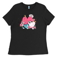 Black nurse hearts Ladies Tee - MaliasSmallBusiness