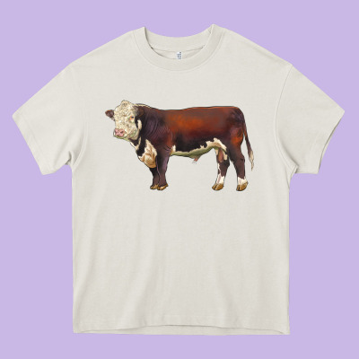Hereford Bull Heavy Core Tee Designed By Lillyallendesigns