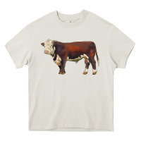 Cream hereford bull Heavy Core Tee - LillyAllenDesigns