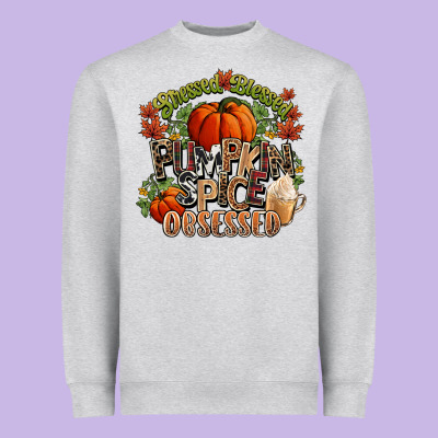 Stressed Blessed Pumpkin Spice Obsessed Fall Heavyweight Sweatshirt Designed By Nancycooperartshop