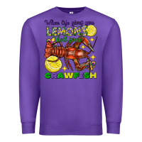 Purple When Life Gives You Lemons Boil Some Crawfish Mardi Gras Premium Sweatshirt - FaDigitalArtStudio
