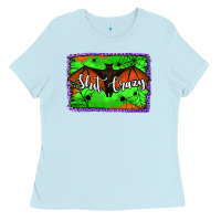 Baby Blue bat shit crazy with background Ladies Tee - Jasminsmagicworld