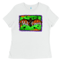 White bat shit crazy with background Ladies Tee - Jasminsmagicworld