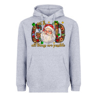Heather Grey with god all things are possible with santa claus bbs Heavyweight Hoodie - BundleAndBundleShop