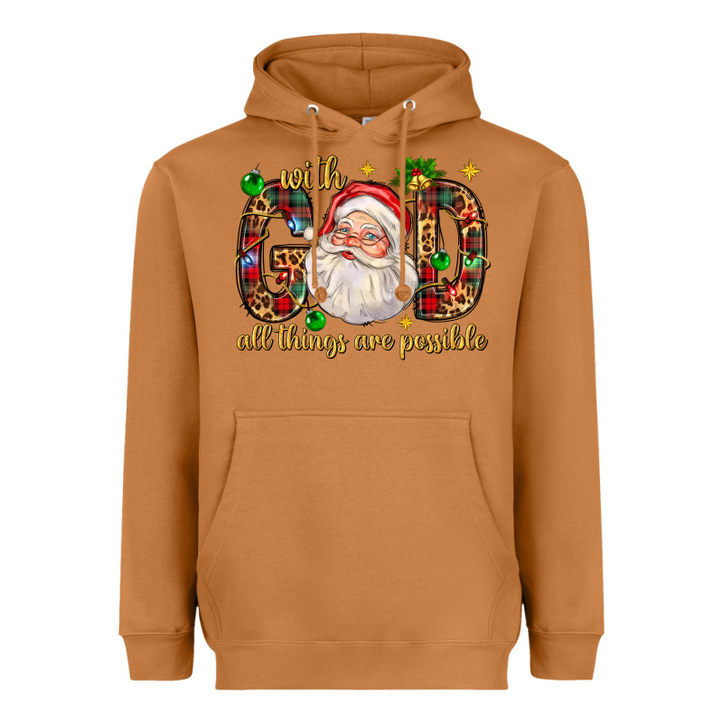 With God All Things Are Possible With Santa Claus Bbs Heavyweight Hoodie by BundleAndBundleShop | Teevron