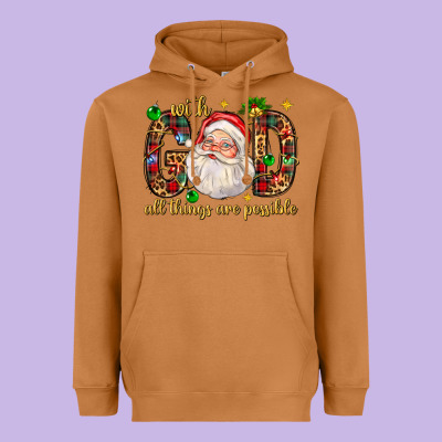 With God All Things Are Possible With Santa Claus Bbs Heavyweight Hoodie Designed By Bundleandbundleshop