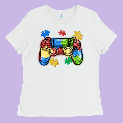 Autism Awareness Video Game Controller Ladies Tee Designed By Maliassmallbusiness
