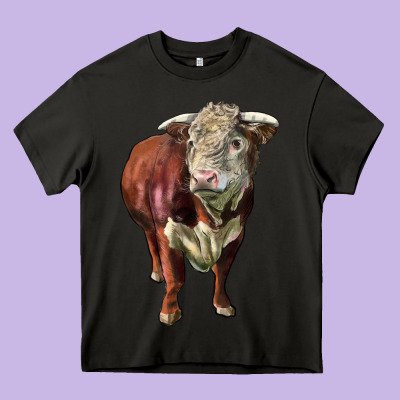 Hereford Bull Face Heavy Core Tee Designed By Lillyallendesigns