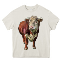 Cream hereford bull face Heavy Core Tee - LillyAllenDesigns