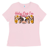Bubblegum Pink holy cow i'm mom Ladies Tee - MaliasSmallBusiness