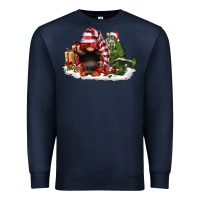 Navy christmas gnome and tree Premium Sweatshirt - FaDigitalArtStudio