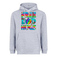 Heather Grey Pride LGBTQ Free Dad Hugs Heavyweight Hoodie - BundleAndBundleShop