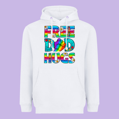 Pride Lgbtq Free Dad Hugs Heavyweight Hoodie Designed By Bundleandbundleshop
