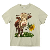 Mossy hereford heifer with sunflower Heavy Core Tee - LillyAllenDesigns