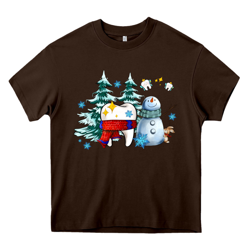 Dental Christmas Teeth And Winter With Snowman Heavy Core Tee by AdoDesignShop | Teevron