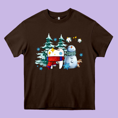 Dental Christmas Teeth And Winter With Snowman Heavy Core Tee Designed By Adodesignshop