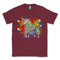 Burgundy autism unicorn Classic Tee - LillyAllenDesigns
