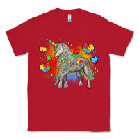 Red autism unicorn Classic Tee - LillyAllenDesigns