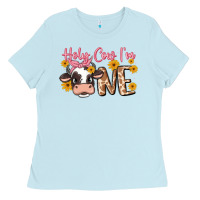Baby Blue holy cow i'm one Ladies Tee - MaliasSmallBusiness