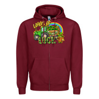 Burgundy Loads of luck tractor Zipper Hoodie - CowGirlArtShop