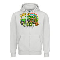 Dove Grey Loads of luck tractor Zipper Hoodie - CowGirlArtShop