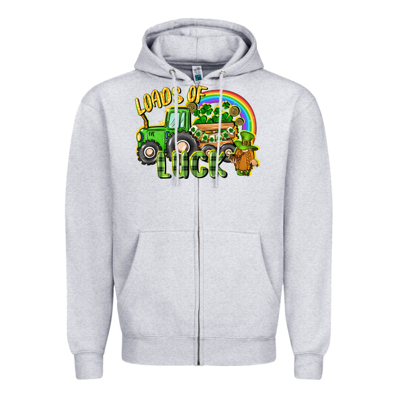 Loads Of Luck Tractor Zipper Hoodie by CowGirlArtShop | Teevron
