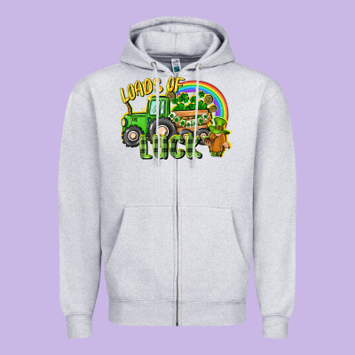 Loads Of Luck Tractor Zipper Hoodie Designed By Cowgirlartshop