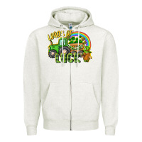 Oatmeal Heather Loads of luck tractor Zipper Hoodie - CowGirlArtShop