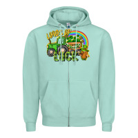 Seafoam Loads of luck tractor Zipper Hoodie - CowGirlArtShop