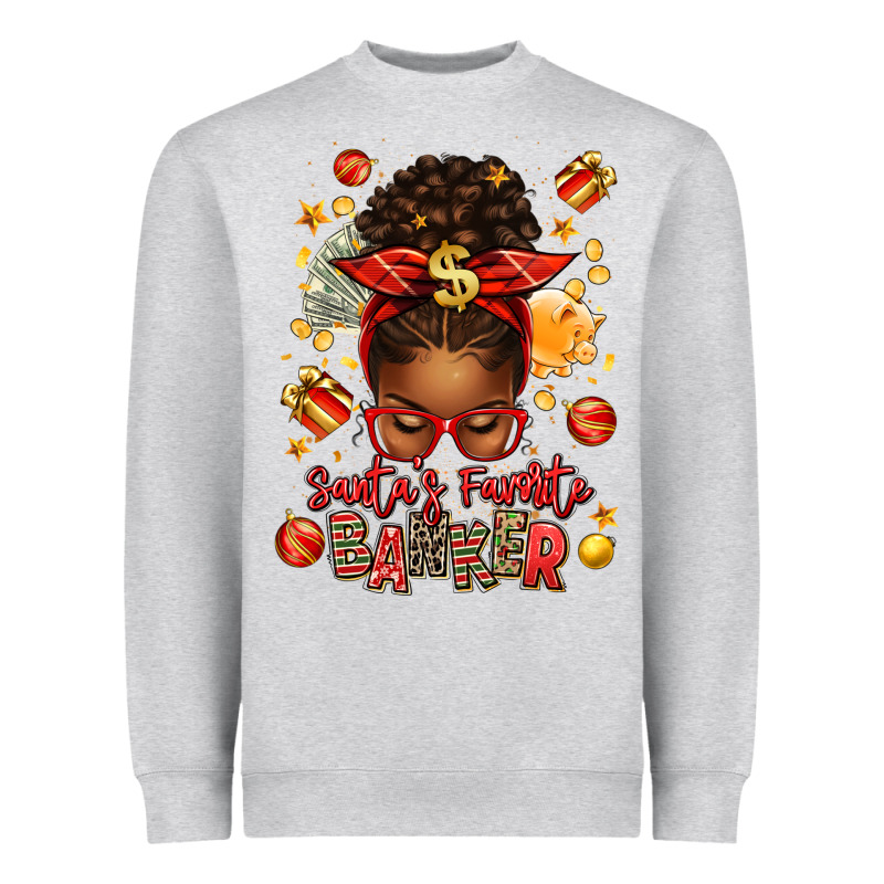 Santa Favorite Banker Afro Messy Bun Heavyweight Sweatshirt by texasbilliewilder | Teevron