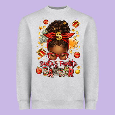 Santa Favorite Banker Afro Messy Bun Heavyweight Sweatshirt Designed By Texasbilliewilder