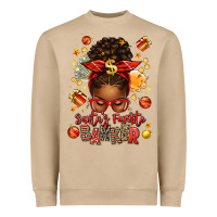 Mushroom santa favorite banker afro messy bun Heavyweight Sweatshirt - texasbilliewilder