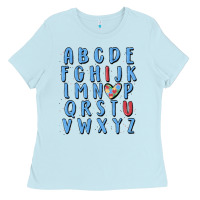Baby Blue alphabet autism awareness Ladies Tee - MaliasSmallBusiness