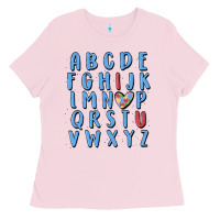 Bubblegum Pink alphabet autism awareness Ladies Tee - MaliasSmallBusiness
