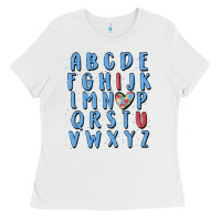 White alphabet autism awareness Ladies Tee - MaliasSmallBusiness