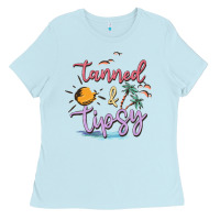 Baby Blue tanned and tipsy Ladies Tee - MaliasSmallBusiness
