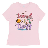 Bubblegum Pink tanned and tipsy Ladies Tee - MaliasSmallBusiness
