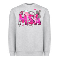 Heather Grey breast cancer msa medical support assistant Heavyweight Sweatshirt - texasbilliewilder